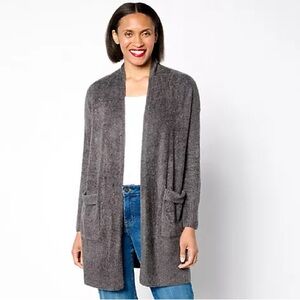 Barefoot Dreams cozychic lite Charcoal Open Cardigan